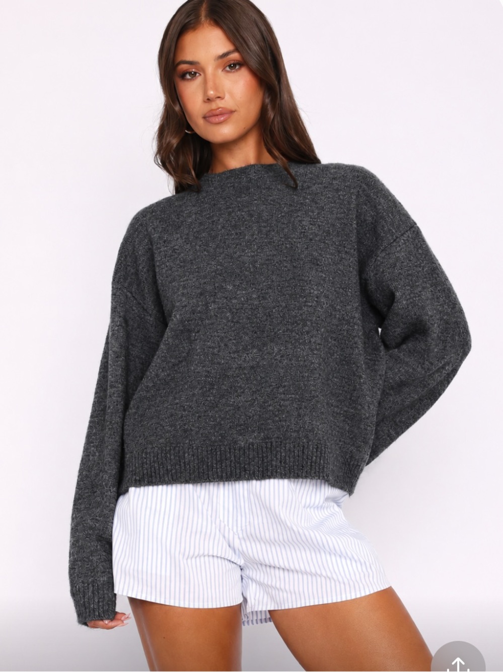 White Fox Warm Whispers Knit Sweater XS/S Charcoal